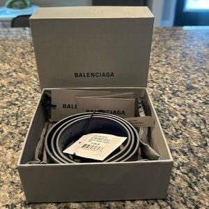 Balenciaga reversible belt grey and blue